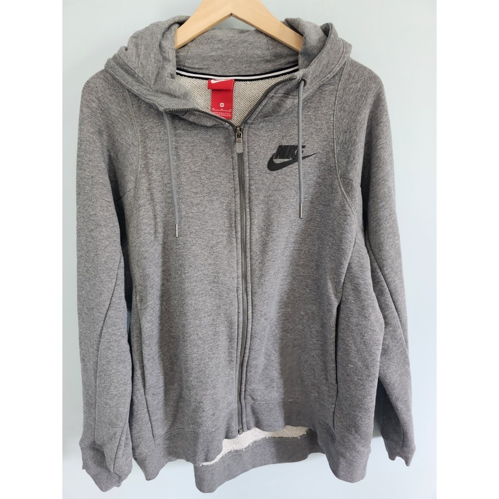 Nike Womens Light Gray Full Zip Athletic Hooded Jacket Size Medium